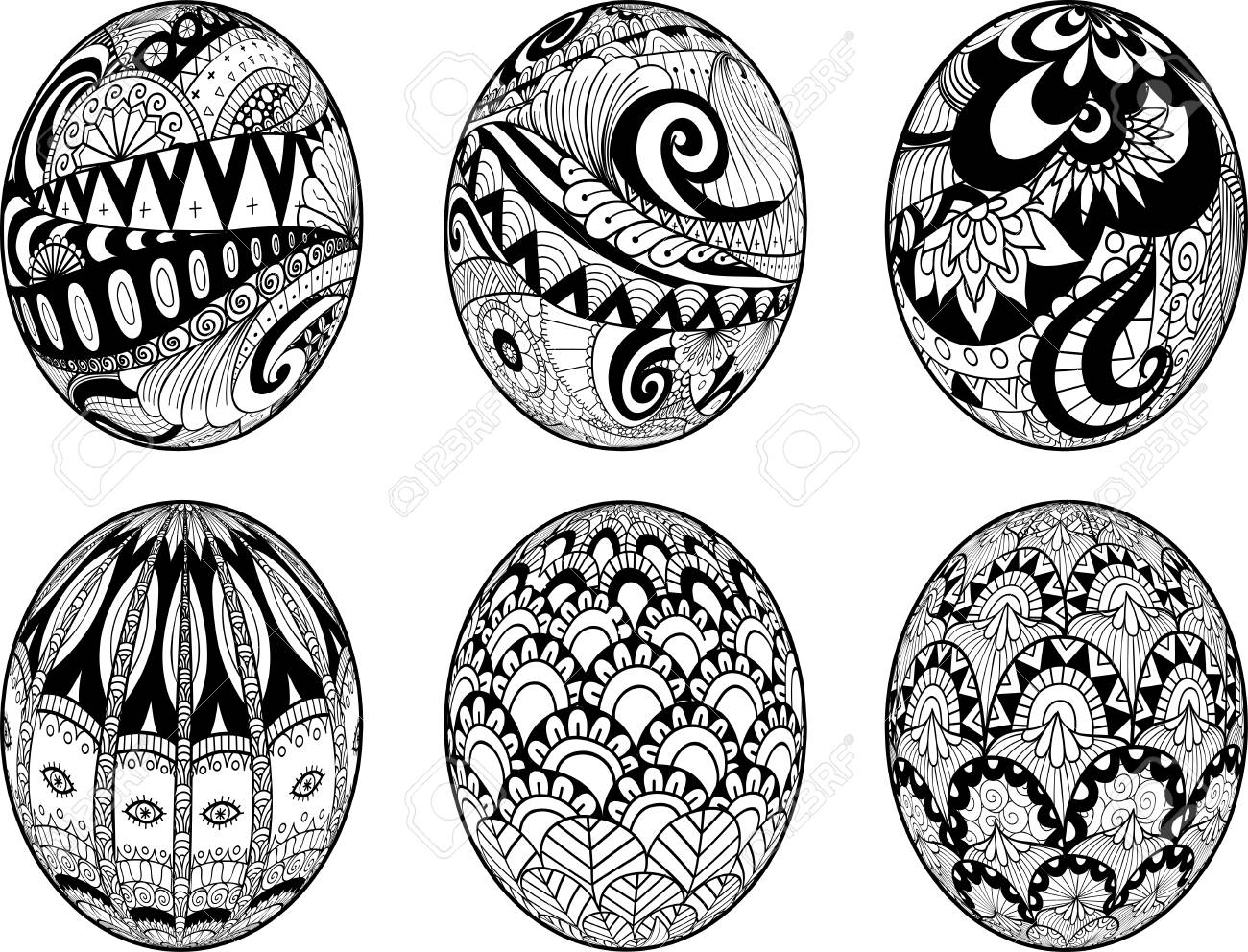Oeufs De Paques Pour Livre De Coloriage Pour Les Adultes Clip Art Libres De Droits Vecteurs Et Illustration Image 52842914