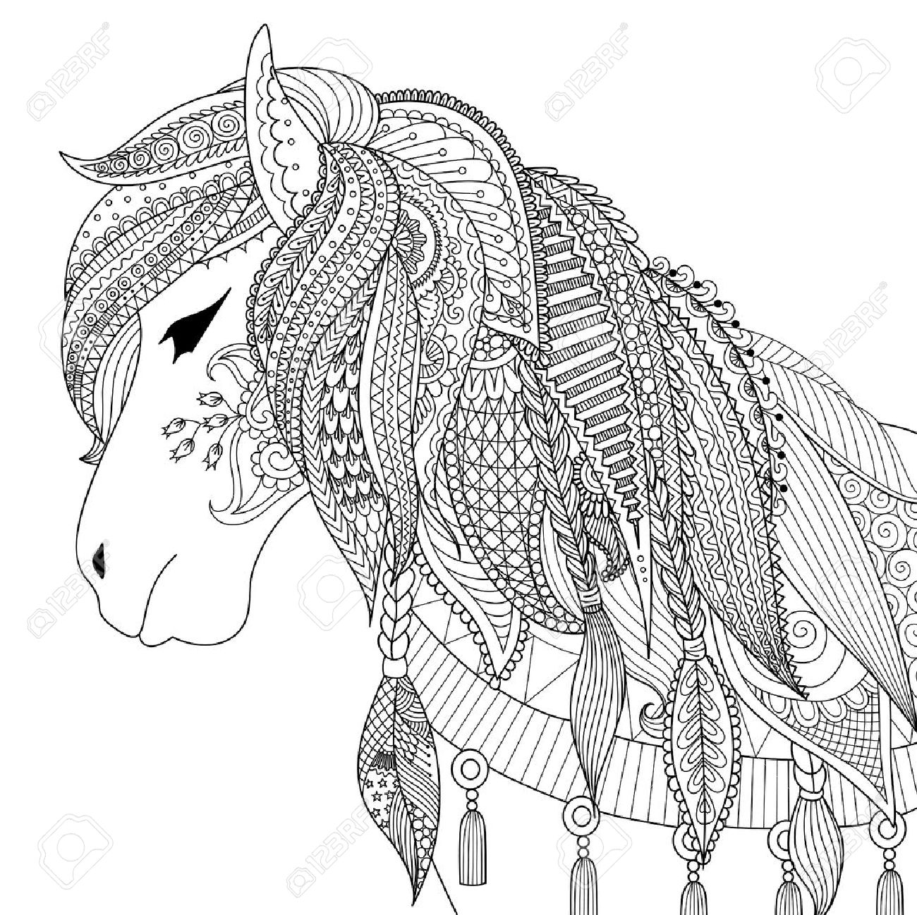 12 Pack Stress Relief Coloring Pages, Horse Digital Print, Detailed Mandala  Instant Download Set, Coloring Books Adults 