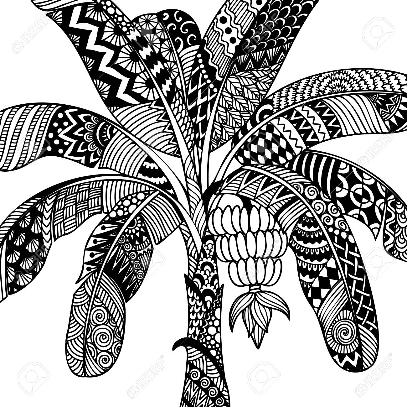 Download Line Art Design Of Banana Tree For Printing On Product Adult Royalty Free Cliparts Vectors And Stock Illustration Image 149986269