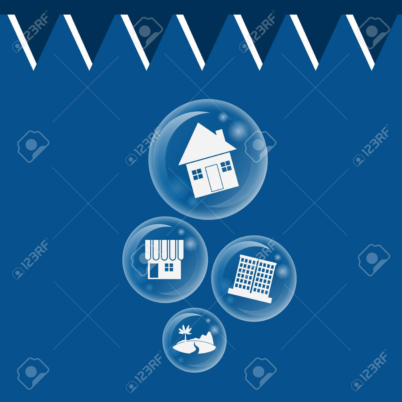 バブル経済の概念のための不動産バブル バースト のイラスト素材 ベクタ Image