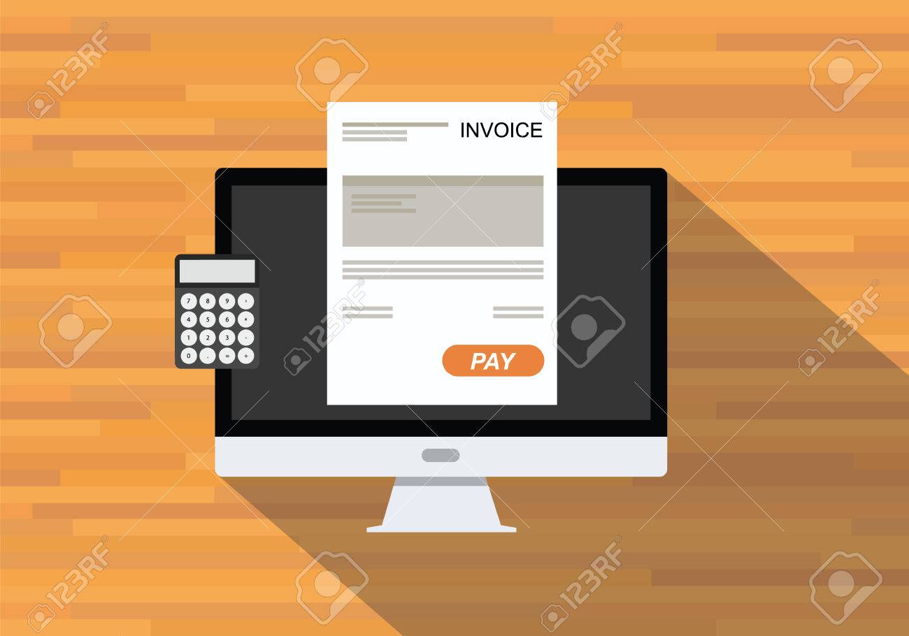 online digital invoices calculator document computer flat shadow