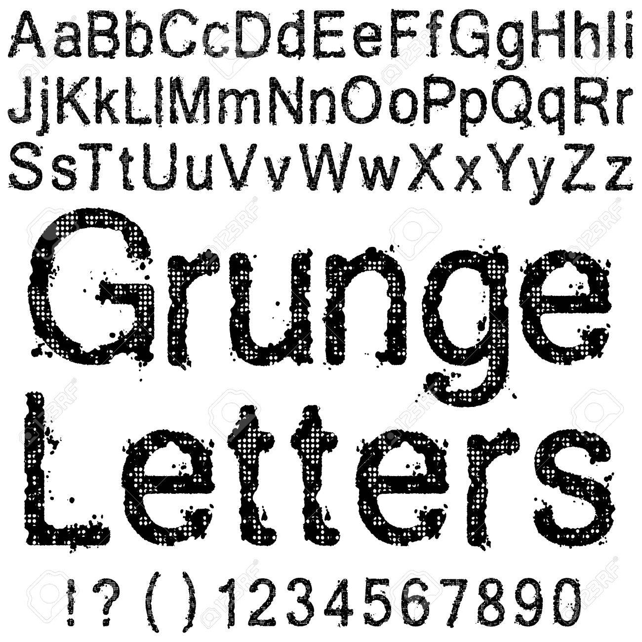 グランジの文字と数字のセットのイラスト素材 ベクタ Image