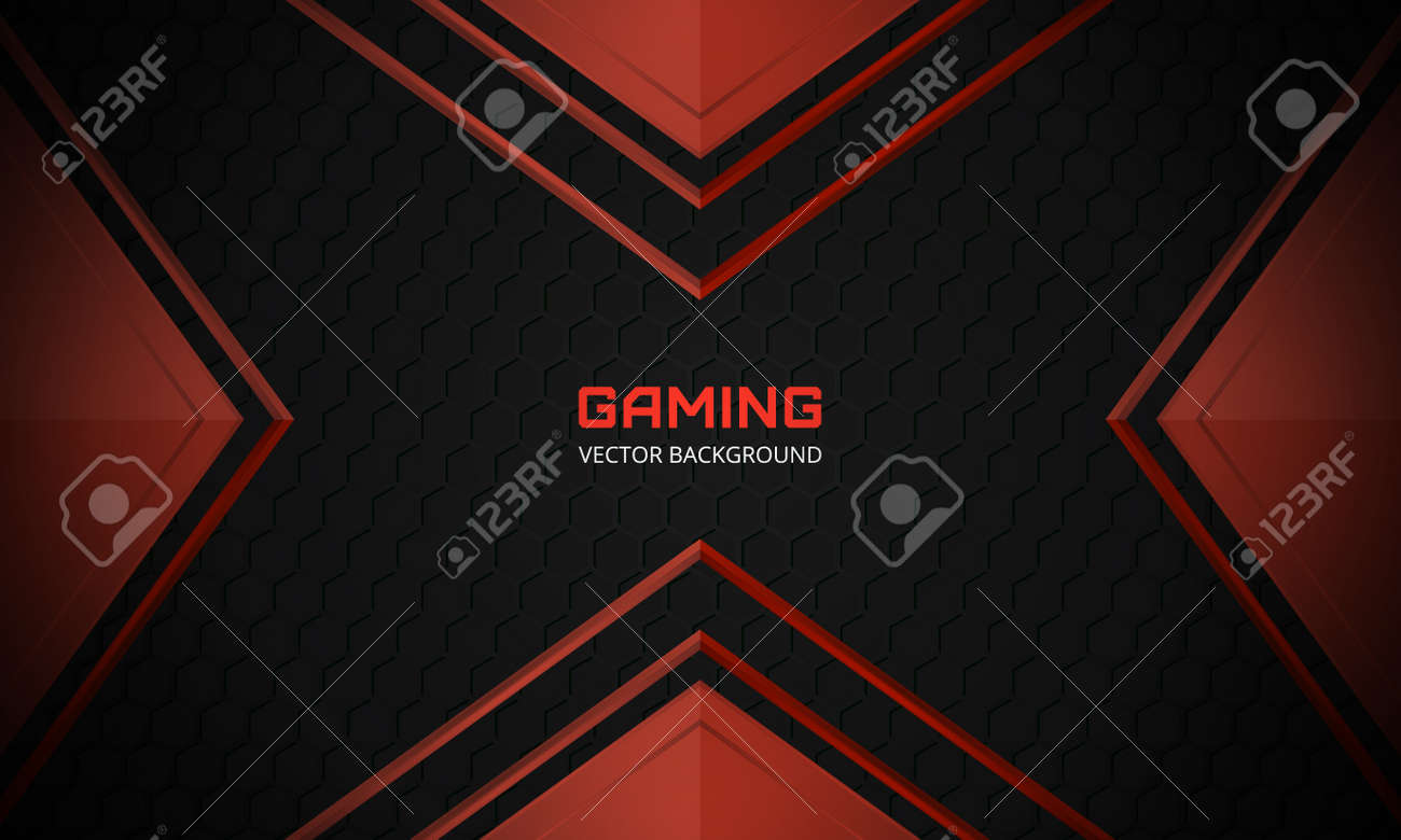 Abstract Black And Red Arrow Gaming Background. Dark Abstract Banner With  Hexagon Carbon Fiber Grid And Red Arrows. Futuristic Luxury Modern Sporty  Game Background. Royalty Free SVG, Cliparts, Vectors, And Stock  Illustration.