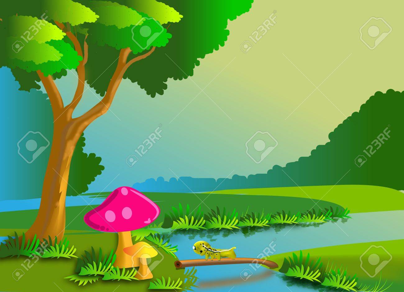 Dessin Anime De La Nature Clip Art Libres De Droits Vecteurs Et Illustration Image