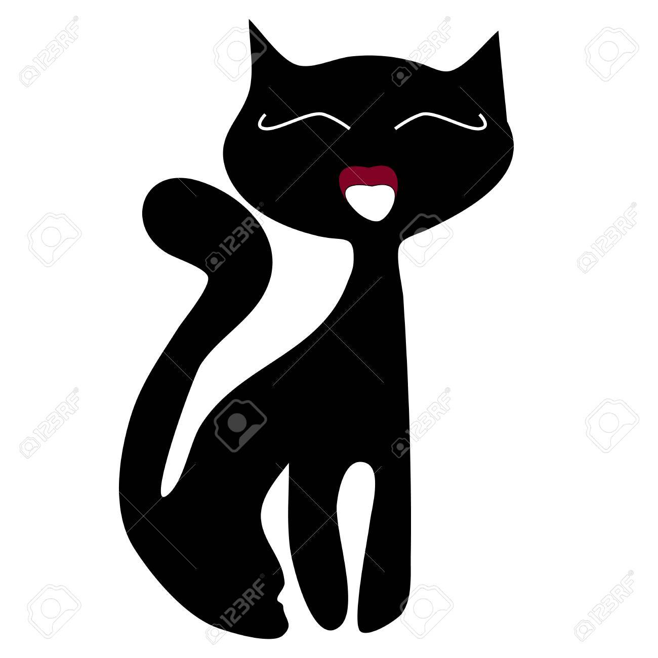 白い背景に猫のシンプルな黒いシルエットのイラスト素材 ベクタ 白い背景に猫のシンプルな黒いシルエットのイラスト素材 ベクタ