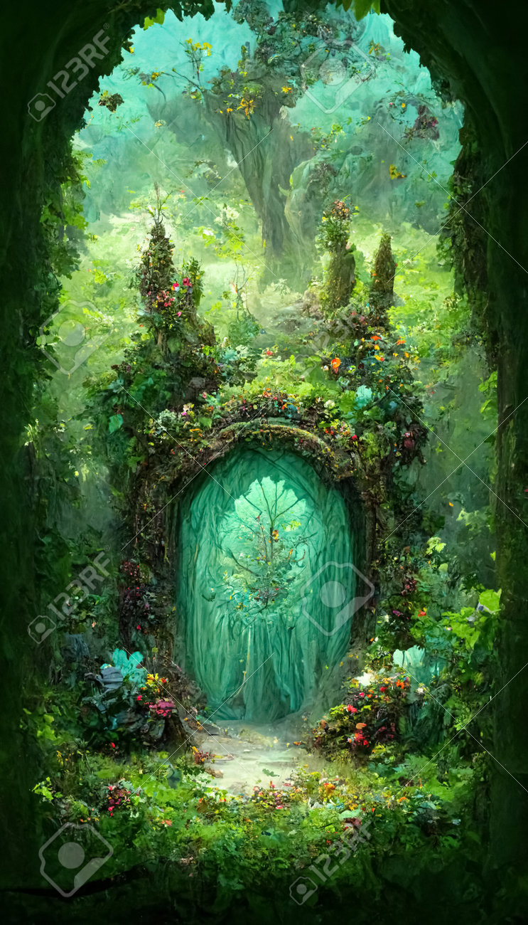 Fantasy Beautiful Landscape With Magic Portal In Mystic Fairy Tale