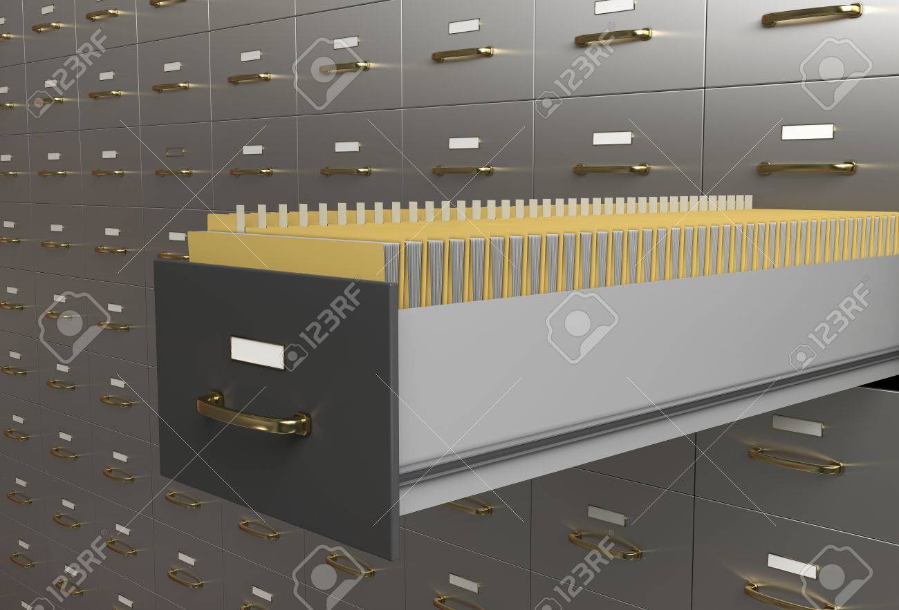 Filing Cabinet With Folders In Drawer Stock Photo Picture And