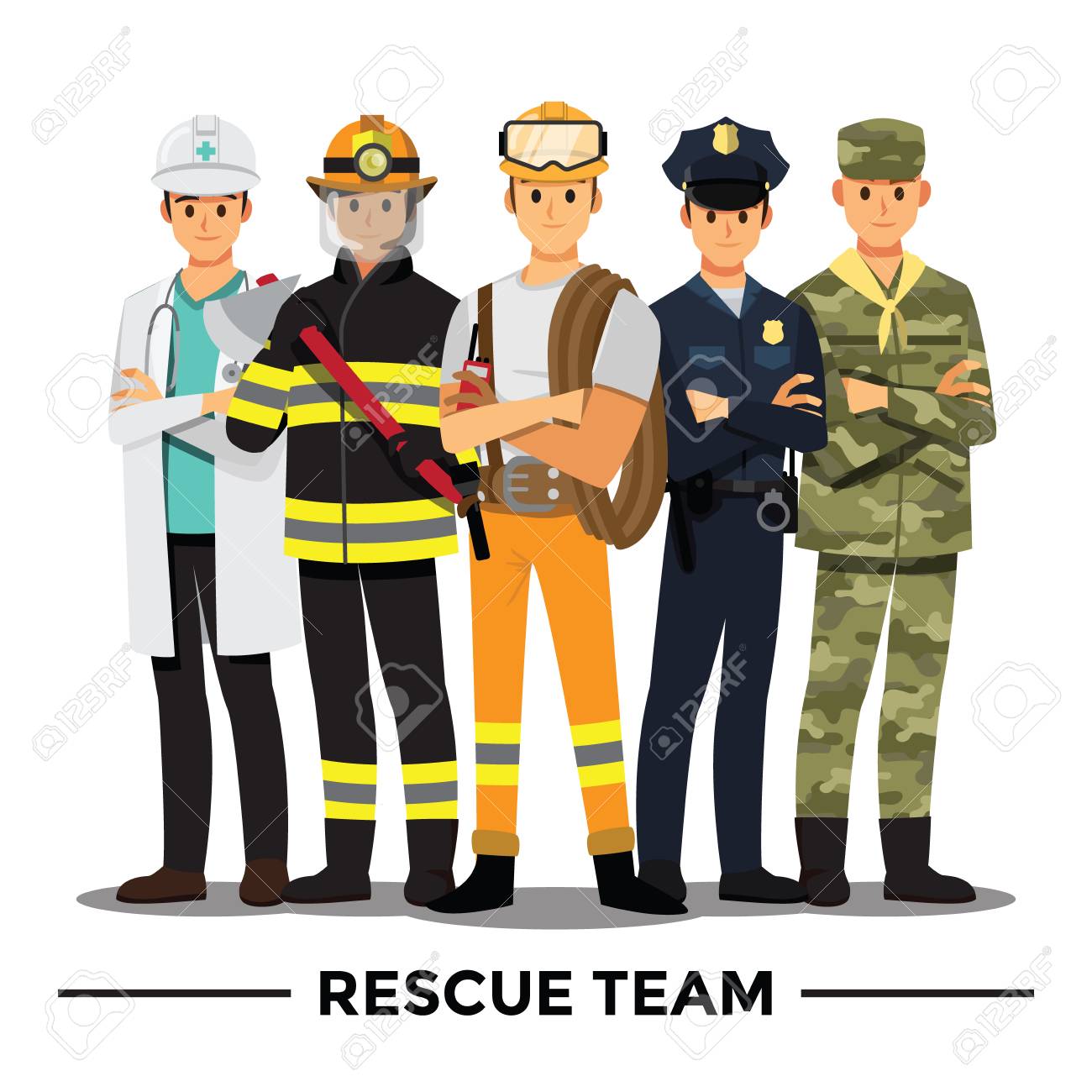 Rescue team cartoon character. - 108190958 Rescue team cartoon character. - 108190958