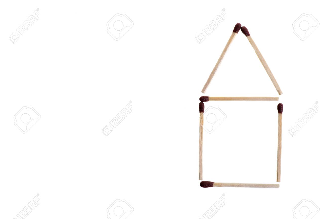 Haus Aus Streichholzer Isoliert Auf Weiss Gebaut Lizenzfreie Fotos