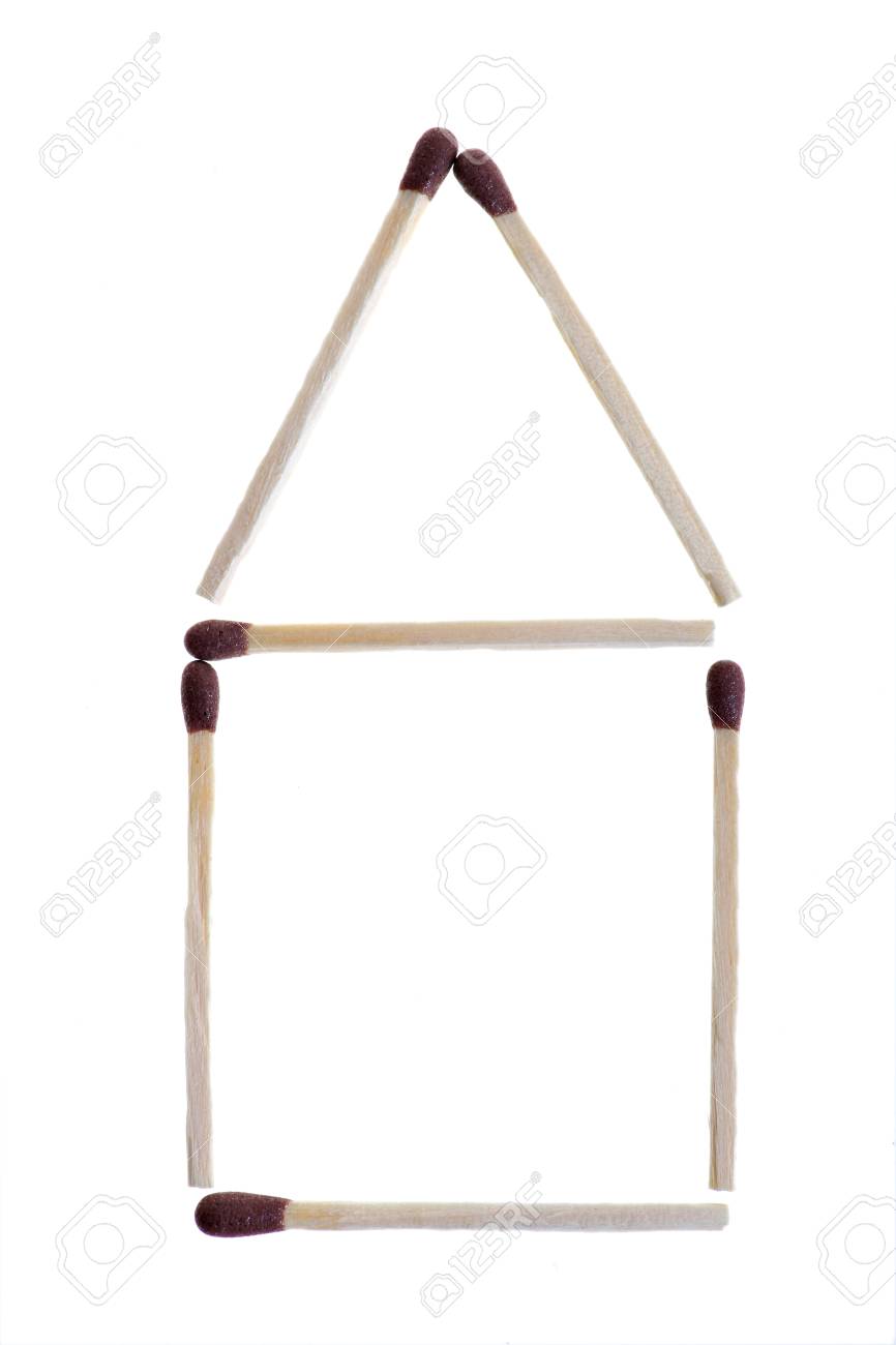 House Built From Matches Isolated On White Stock Photo Picture