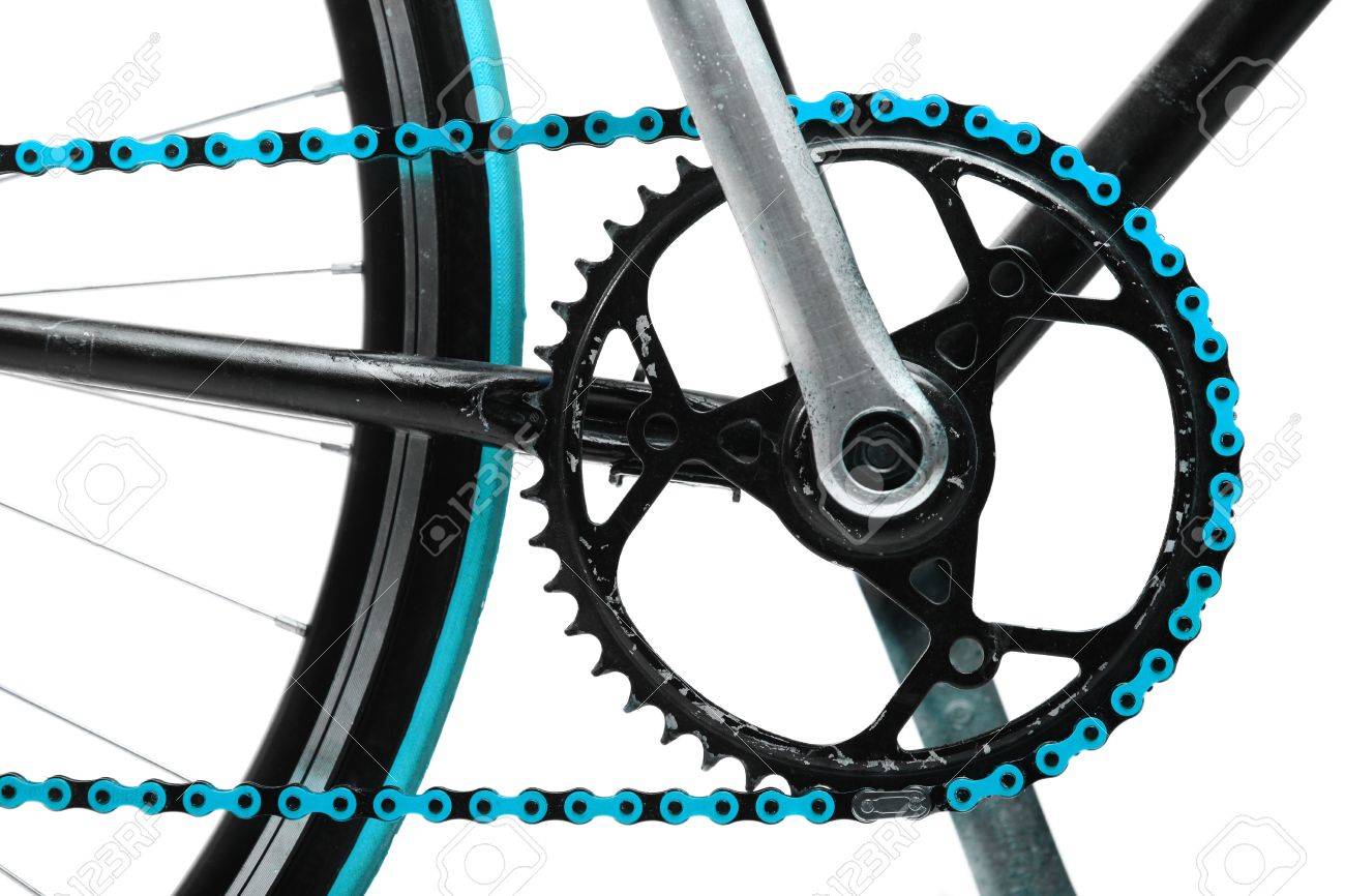 blue bicycle chain