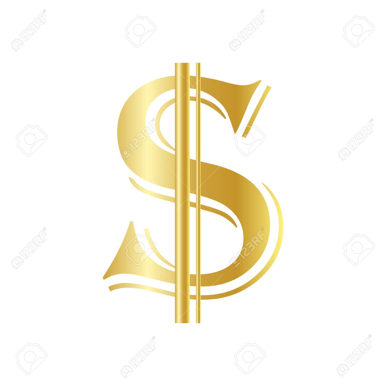 dollar prosperity symbol logo money gold icon sign design vector dollar logo