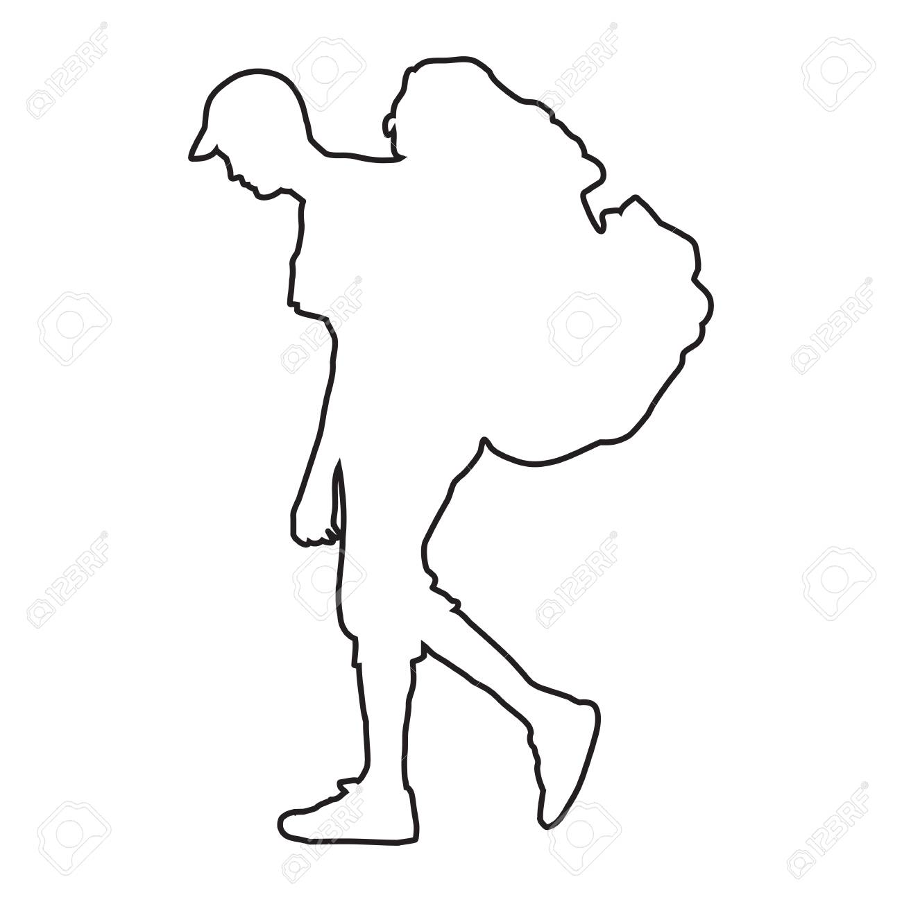 白い背景で隔離のバックパック ベクトル シルエット イラストを観光 男性旅客が歩きます 旅行キャンプの少年 のイラスト素材 ベクタ Image