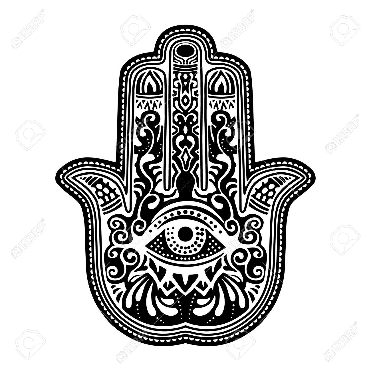 Illustration Of A Hamsa Hand Symbol. Hand Of Fatima Religious. Decorative  Pattern. Royalty Free SVG, Cliparts, Vectors, And Stock Illustration. Image  168485482.