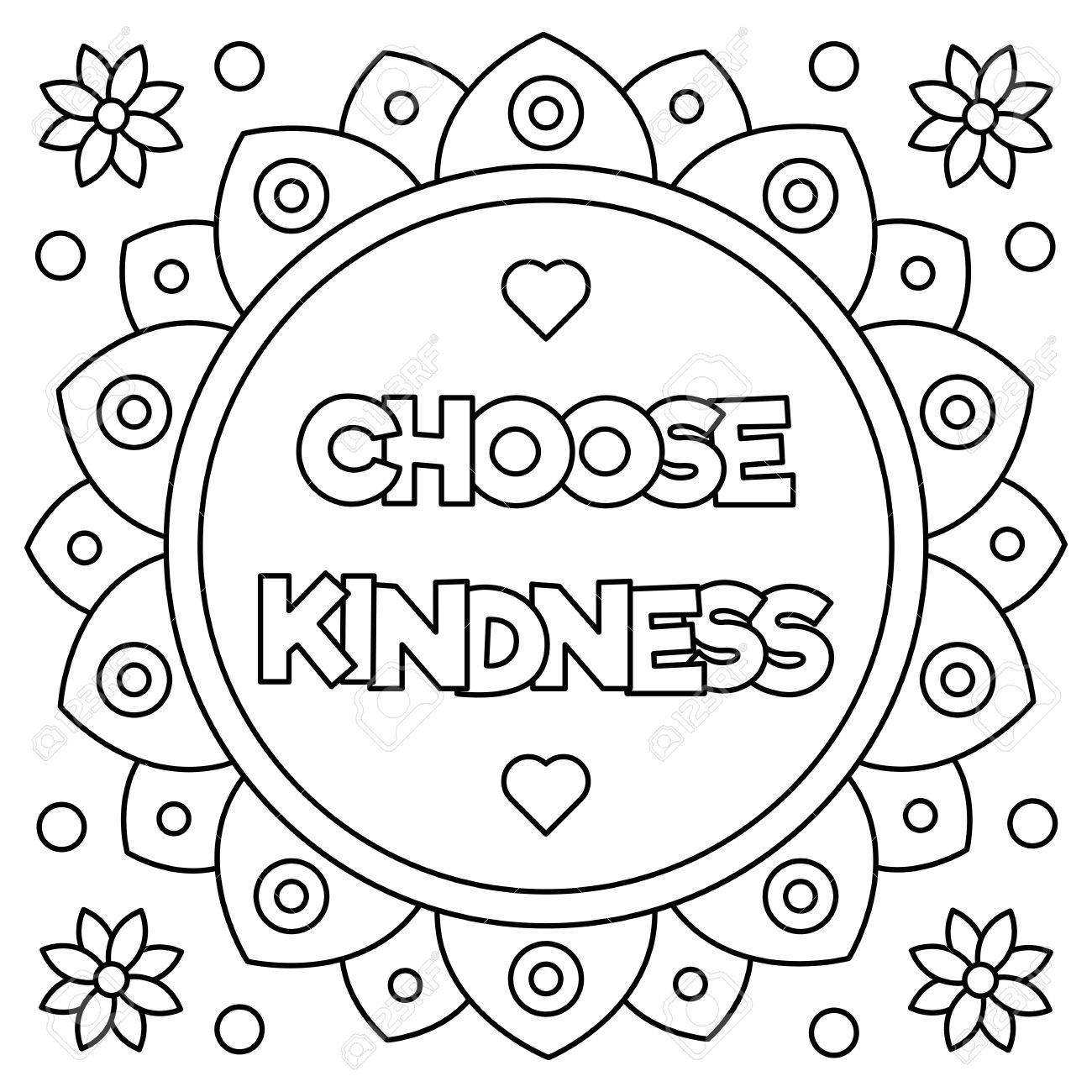 Choose kindness. Coloring page. Vector illustration. - 83875548 Choose kindness. Coloring page. Vector illustration. - 83875548