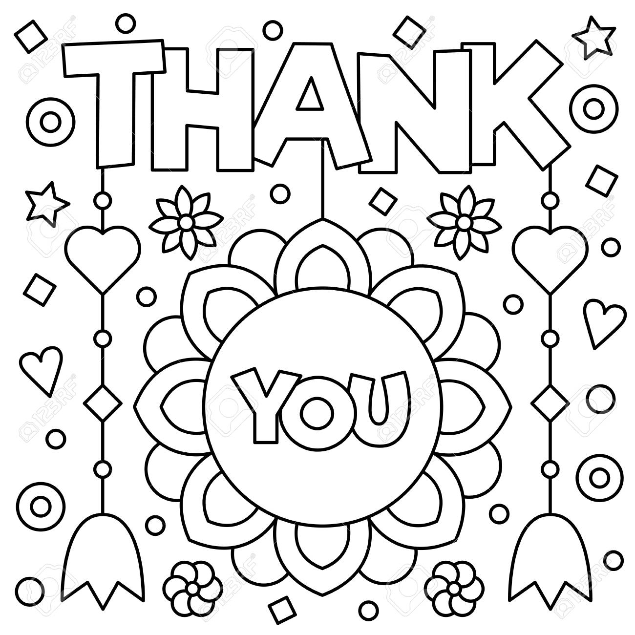 Thank You Coloring Page Black And White Vector Illustration Stock Photo Picture And Royalty Free Image Image 91781022