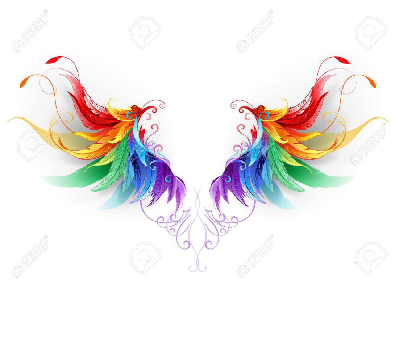 fluffy rainbow wings on a white background. - 53171323 fluffy rainbow wings on a white background. - 53171323