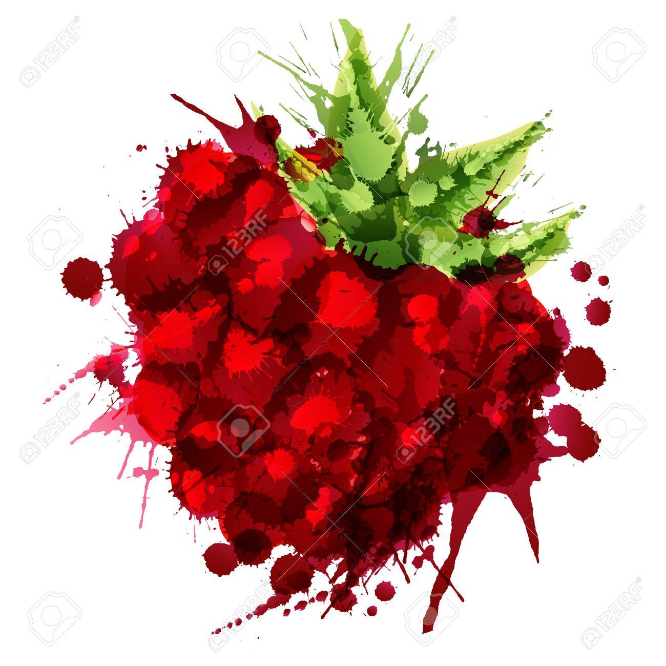 Raspberry made of colorful splashes on white background - 21149625 Raspberry made of colorful splashes on white background - 21149625