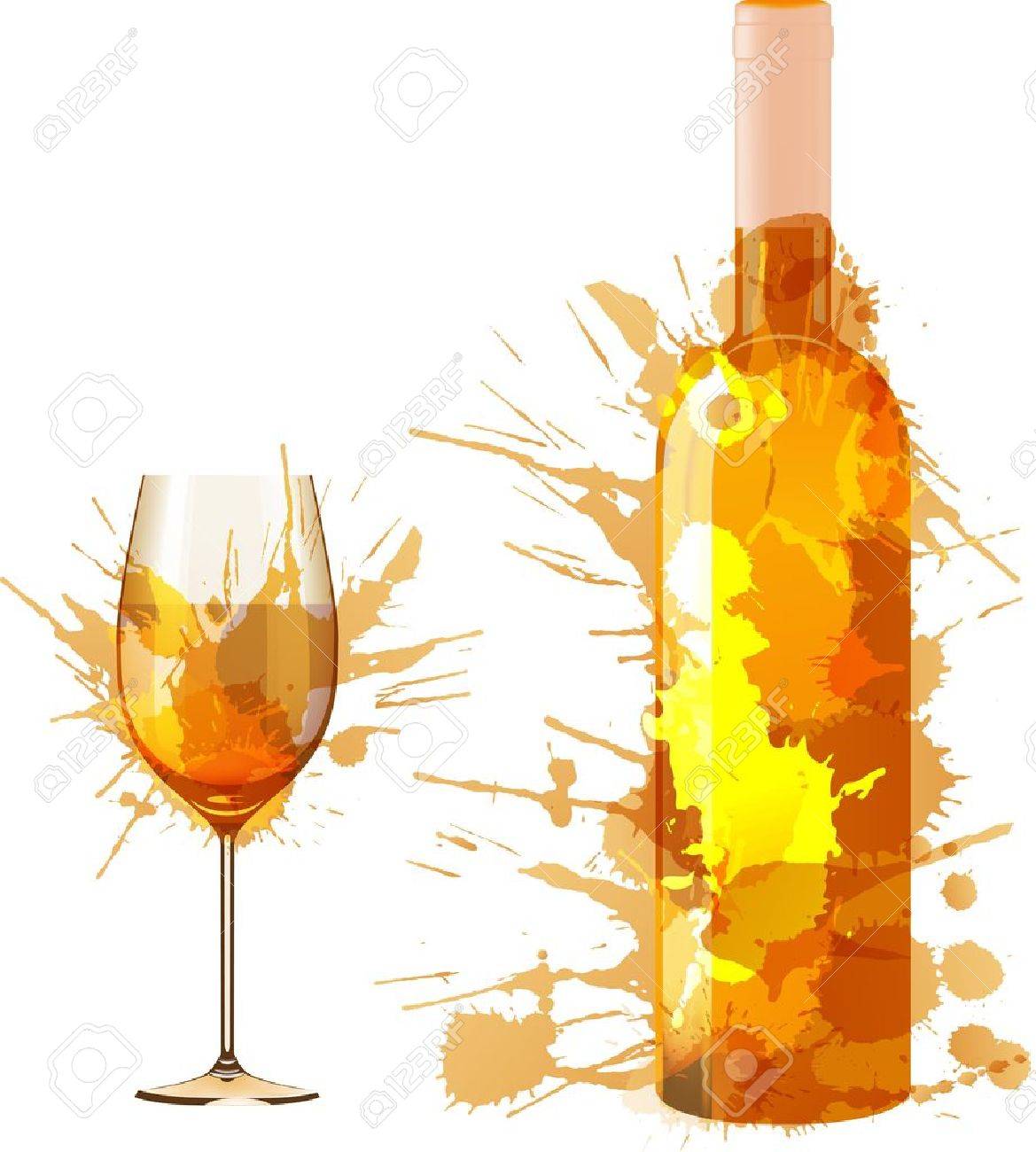 Bottle and glass of wine made of colorful splashes - 21563445 Bottle and glass of wine made of colorful splashes - 21563445