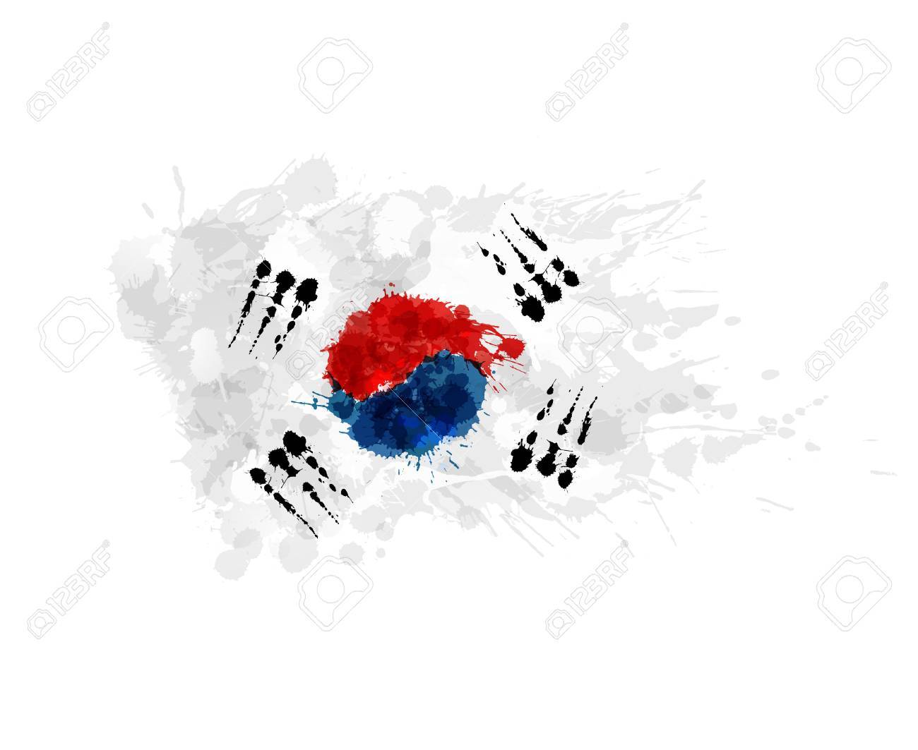 Bandera De Corea Del Sur Republica De Corea Hecho De Salpicaduras De Colores Ilustraciones Vectoriales Clip Art Vectorizado Libre De Derechos Image 26777616