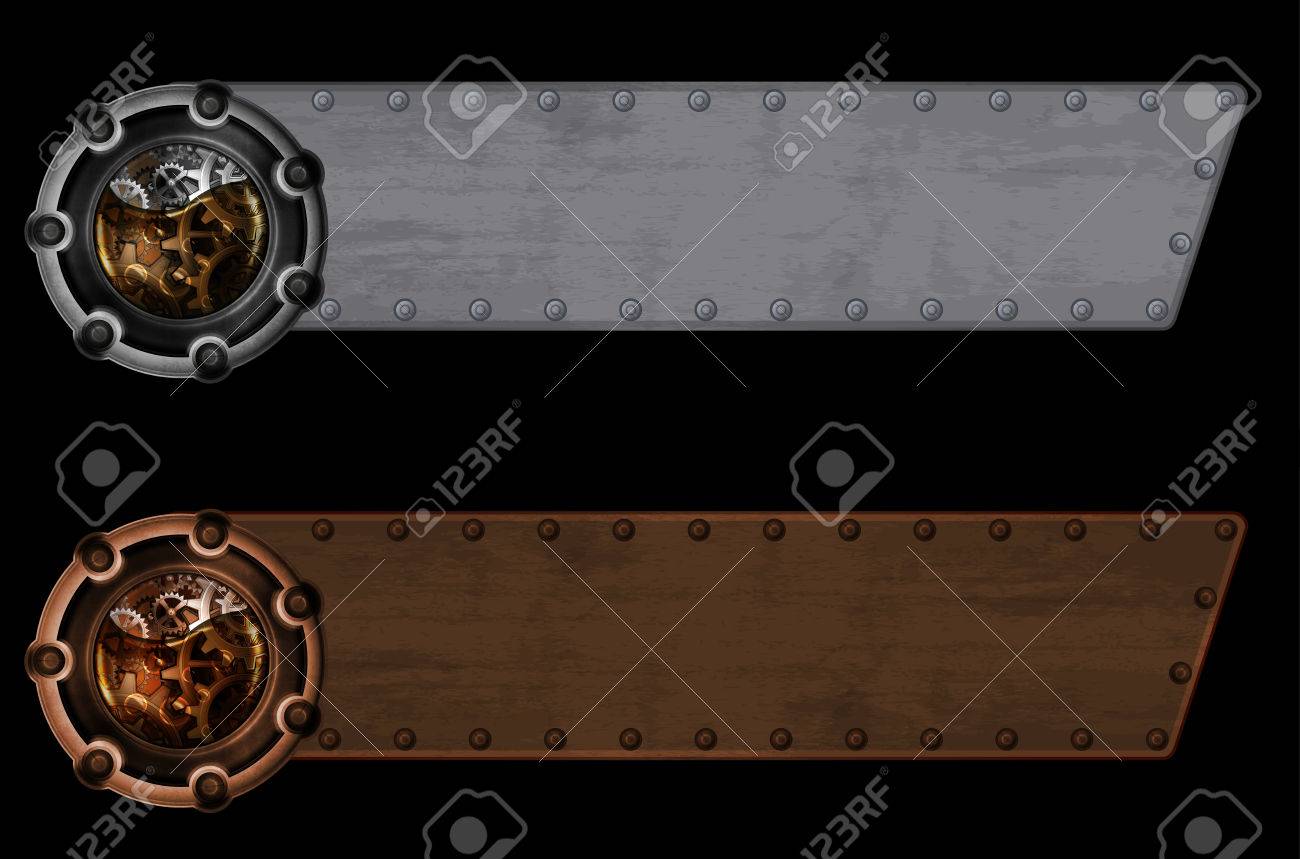 steampunk banner template royalty free cliparts vectors and stock
