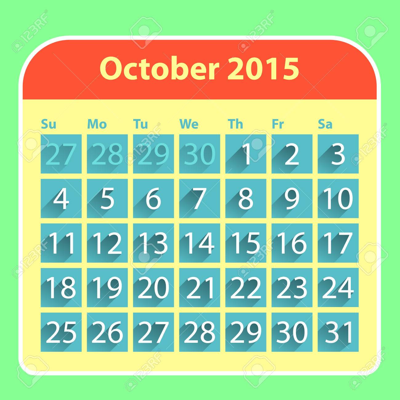 flat style october 2015 calendar design template royalty free free october 2015 calendar template