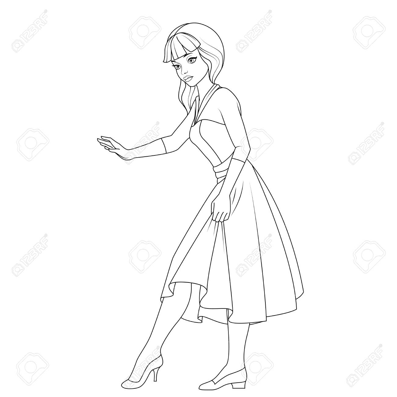 塗り絵 シンデレラのおとぎ話の文字 のイラスト素材 ベクタ Image 72743610