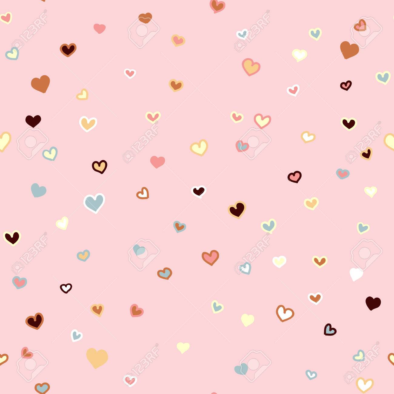 girly pink seamless vector hand drawn pattern with hearts valentines girly pattern
