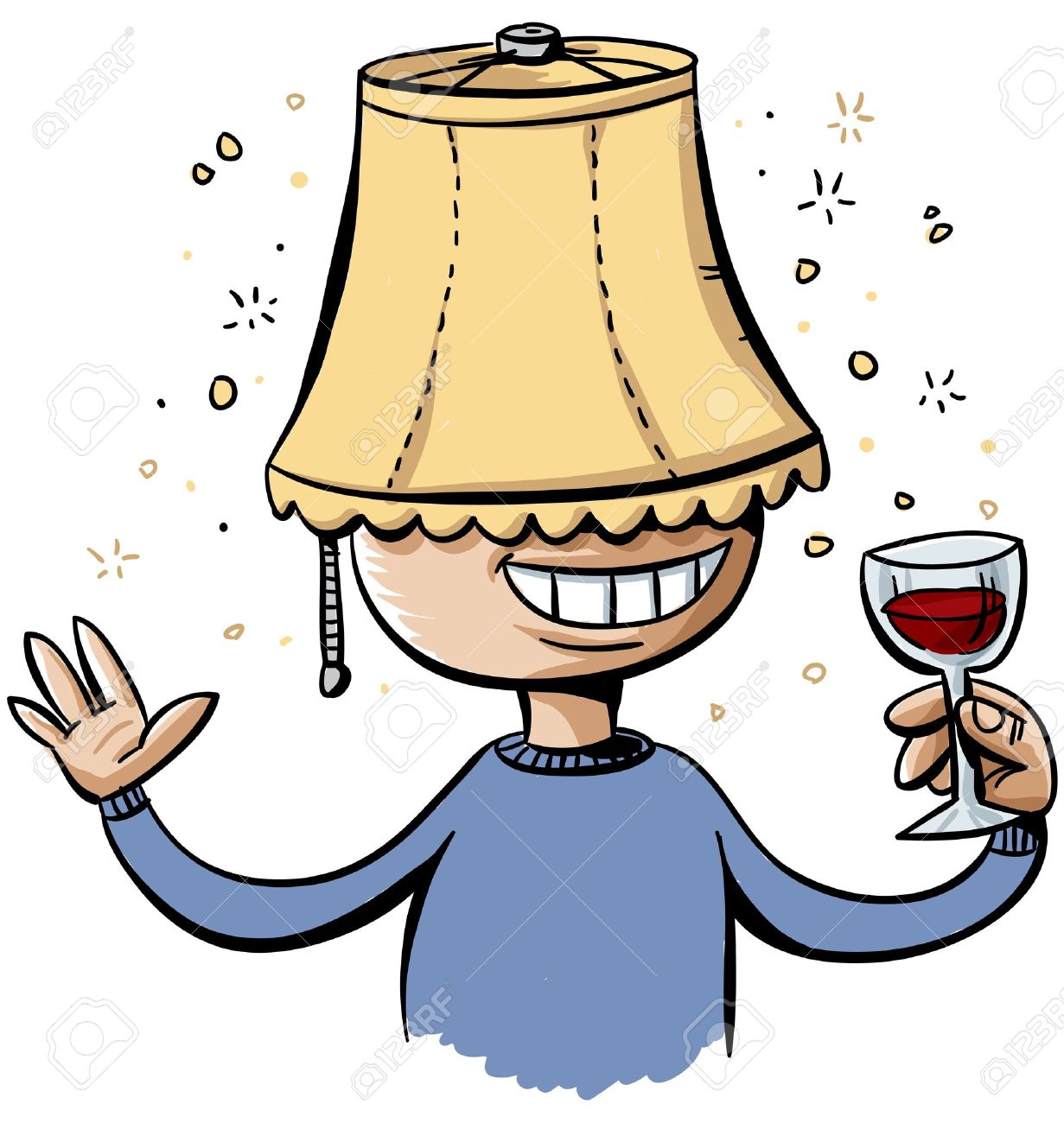 Ein Betrunkener Cartoon Mann Tragt Einen Lampenschirm Auf Dem Kopf Lizenzfreie Fotos Bilder Und Stock Fotografie Image 18300896