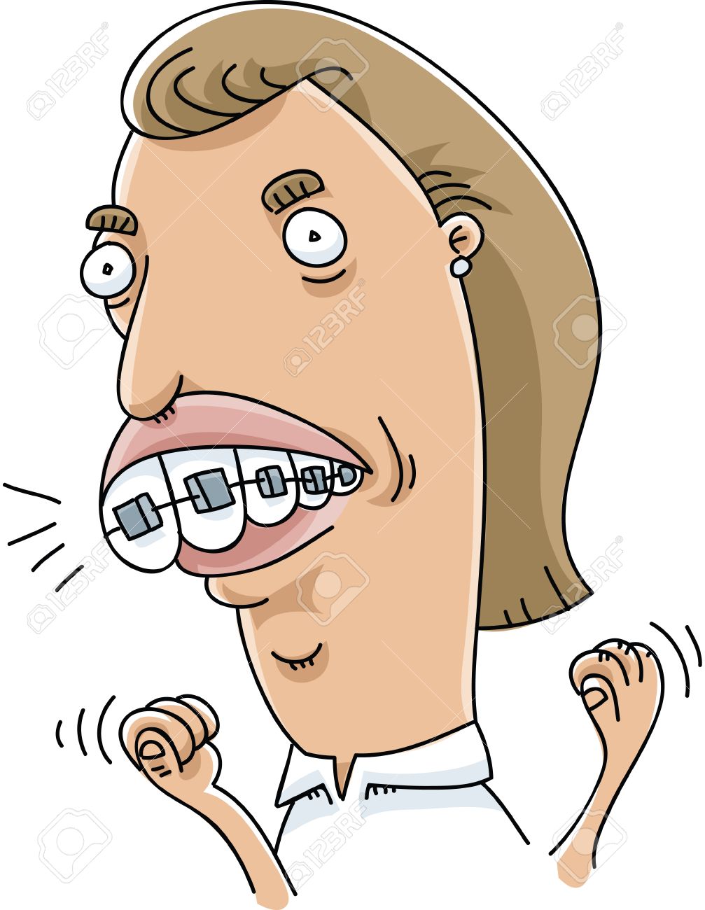 Una Niña De Dibujos Animados Está Enojado Porque Los Frenos En Los Dientes  Fotos, retratos, imágenes y fotografía de archivo libres de derecho. Image  29156393