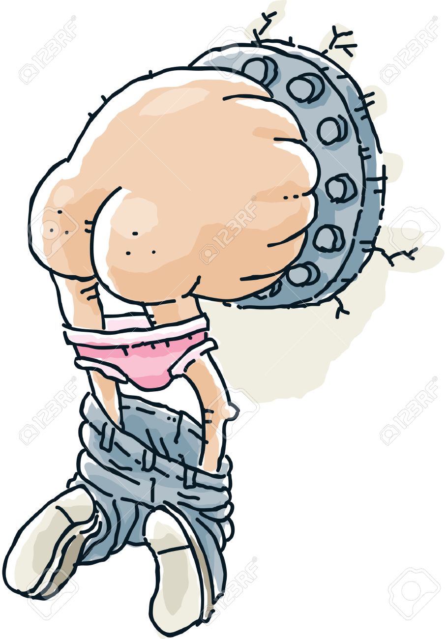 A Cartoon Man Stuck In A Tube With Pants And Pink Underwear Falling Down Stock A Cartoon Man Stuck In A Tube With Pants And Pink Underwear Falling Down Stock