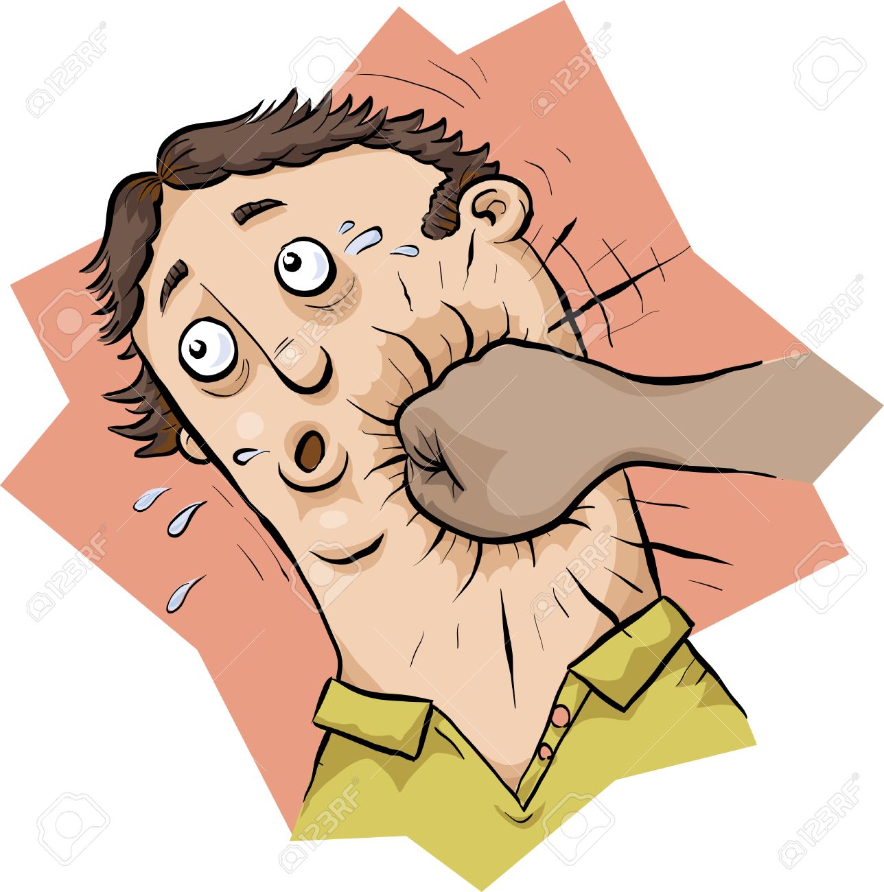 Un Homme De Bande Dessinée Reçoit Un Solide Coup De Poing Dans Le Visage.  Clip Art Libres De Droits , Vecteurs Et Illustration. Image 29636510.