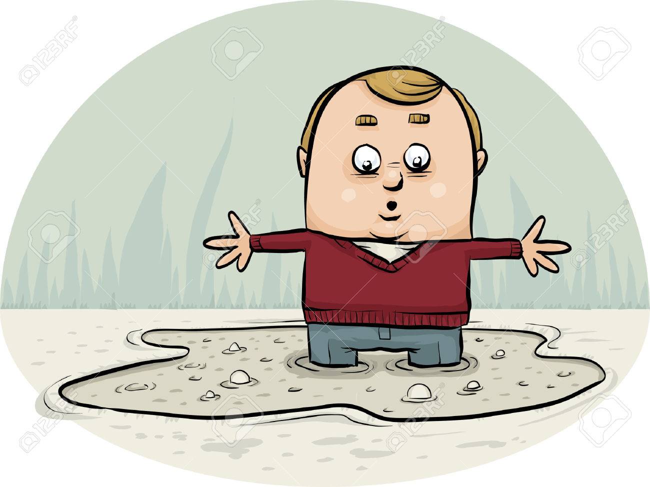 A Cartoon Man Sinking In A Puddle Of Quicksand. Royalty Free SVG, Cliparts,  Vetores, e Ilustrações Stock. Image 29636522., image size:1300x974