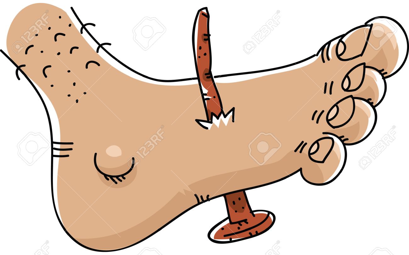 Une Bande Dessinee D Un Clou Rouille Perforation Et En Blessant Un Pied Clip Art Libres De Droits Vecteurs Et Illustration Image 29637098