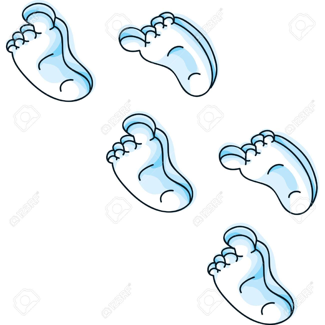 雪の中で漫画の足跡を追跡します のイラスト素材 ベクタ Image