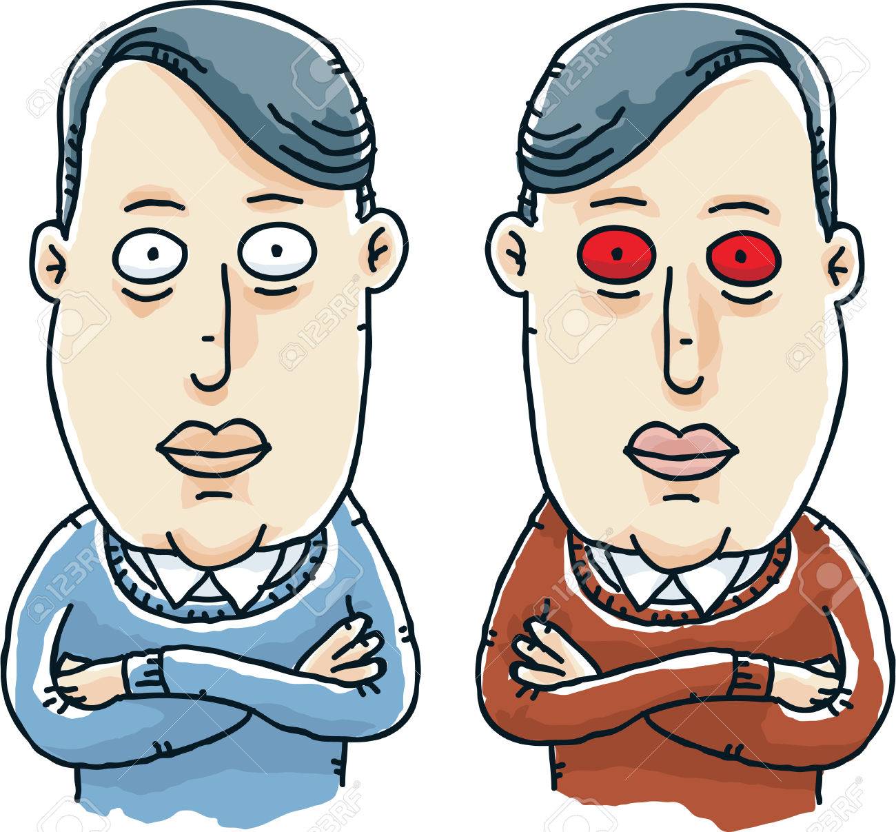 漫画の若い男と彼の邪悪な双子です のイラスト素材 ベクタ Image 漫画の若い男と彼の邪悪な双子です のイラスト素材 ベクタ Image