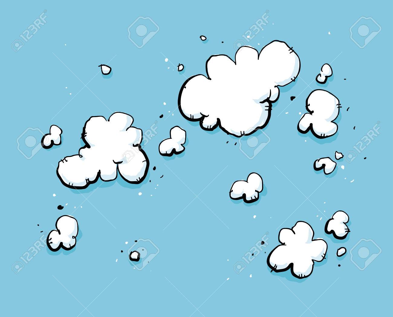 cartoon backdrop of a bright blue sky with puffy white clouds
