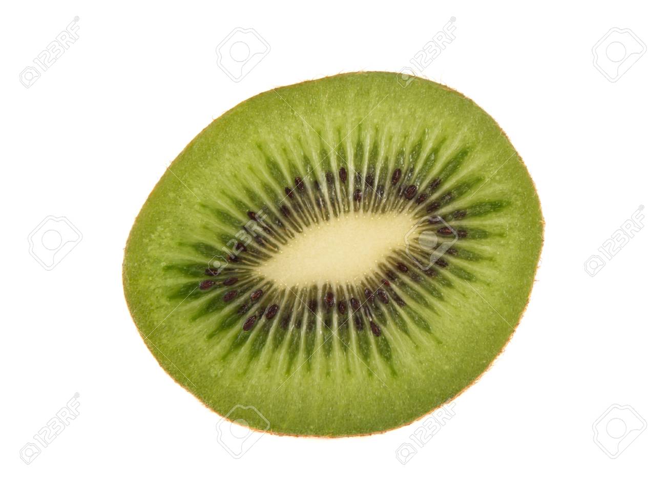 isolated slice of kiwi on white background closeup fresh diet