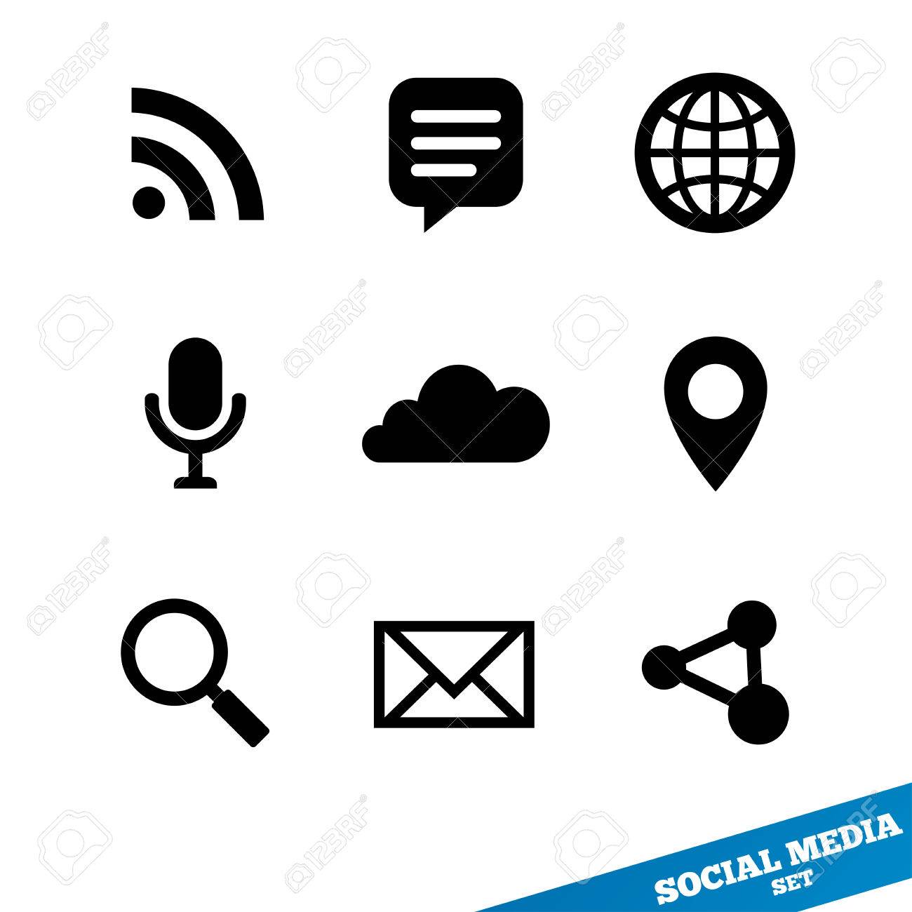 social media icons flat icons black signs for app vector vector social media icons