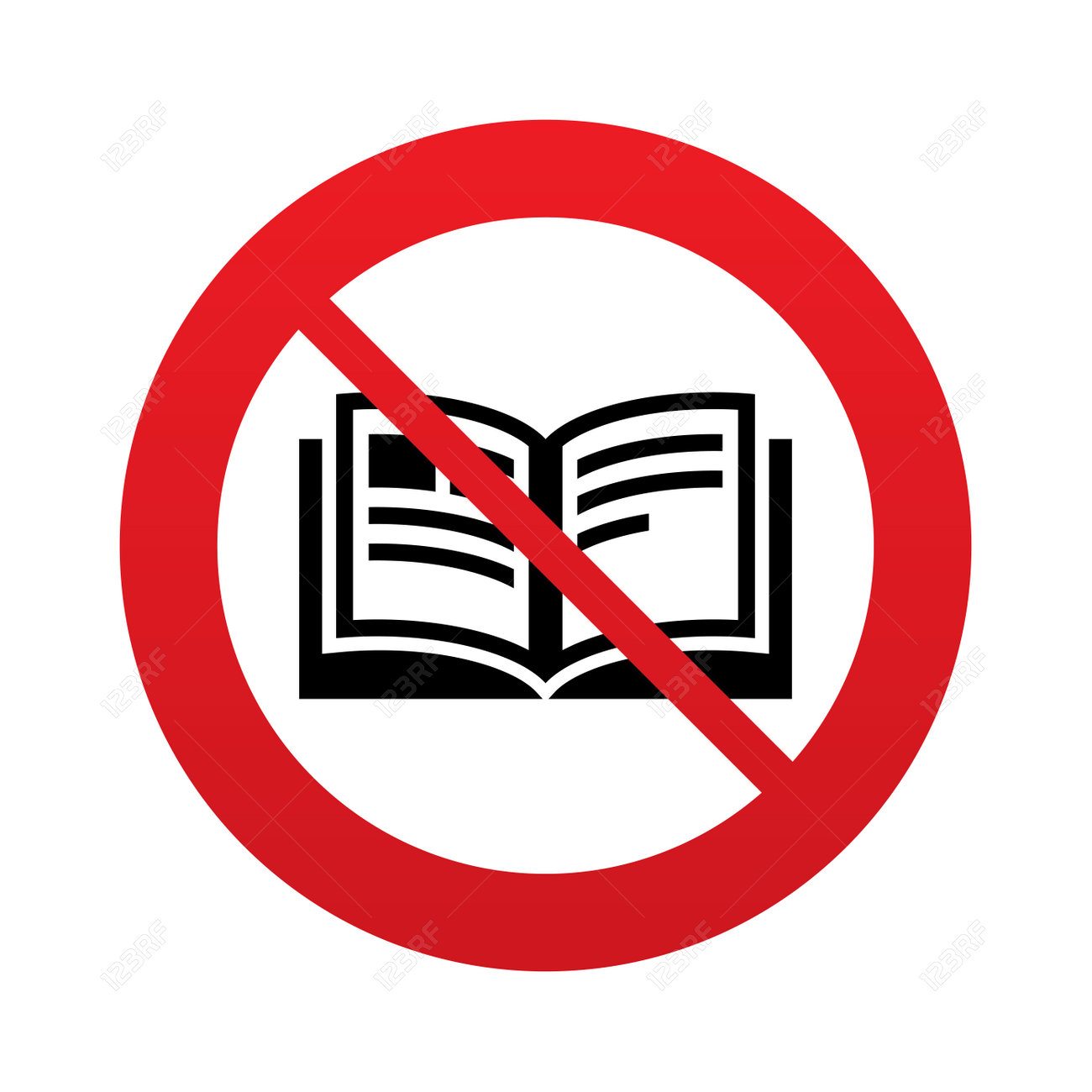 No Book Sign Icon. Open Book Symbol. Do Not Read. Red Prohibition.. Royalty  Free Cliparts, Vectors, And Stock Illustration. Image 25706598.