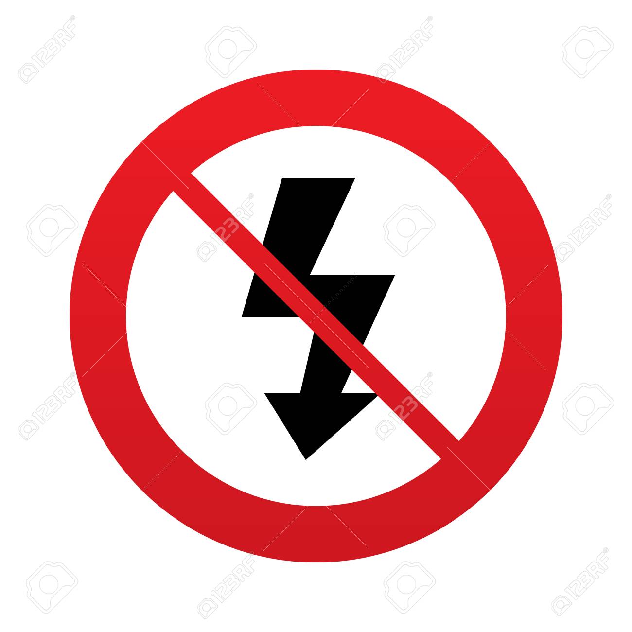 Photo Flash Sign Icon. Lightning Symbol. Red Prohibition Sign. Stop Symbol.  免版權照片，圖片，畫像及圖片庫. Image 25833667