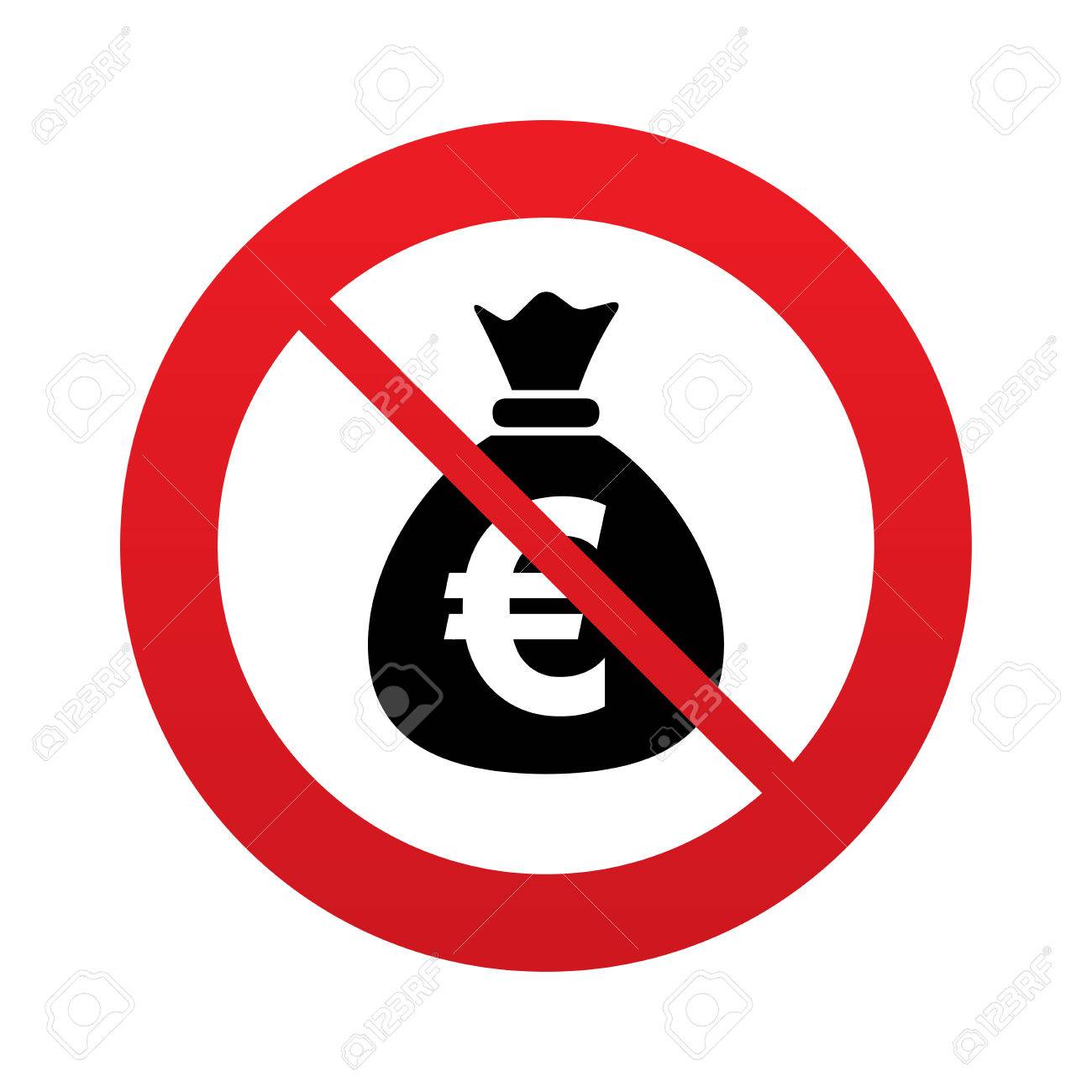No Money Bag Sign Icon. Euro EUR Currency Symbol. Red Prohibition Sign.  Stop Symbol. 免版權照片，圖片，畫像及圖片庫. Image 25833688