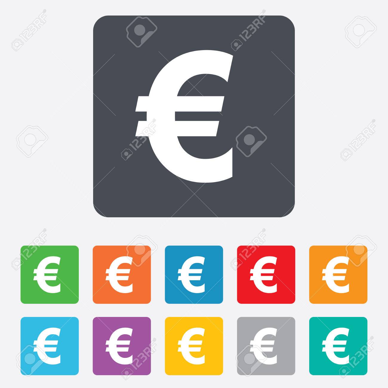 Euro Sign Icon. EUR Currency Symbol. Money Label. Rounded Squares 11  Buttons. Vector 免版稅剪貼畫，向量插圖和庫存圖片. Image 27678616