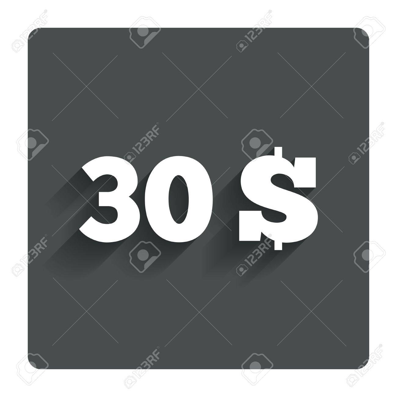30 Dollars Sign Icon. USD Currency Symbol. 免版税剪贴画，向量插图和库存图片. Image 30652923