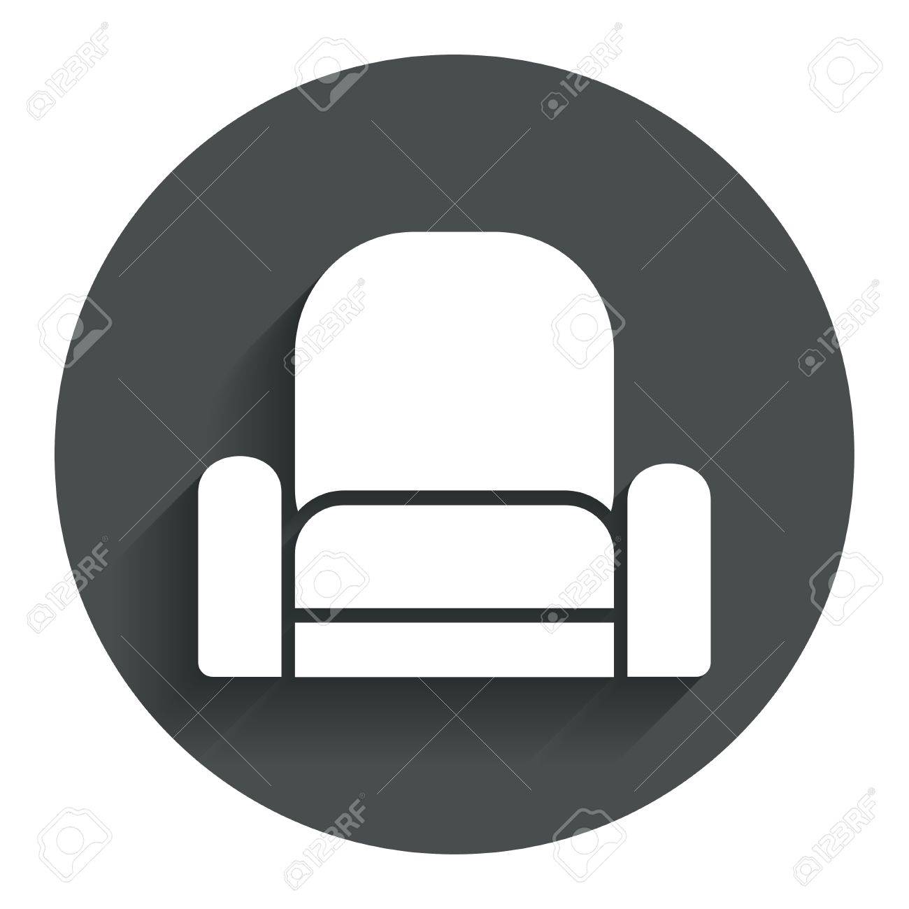 Modern Furniture Icon armchair sign icon. modern furniture symbol. circle flat button Modern Furniture Icon armchair sign icon. modern furniture symbol. circle flat button