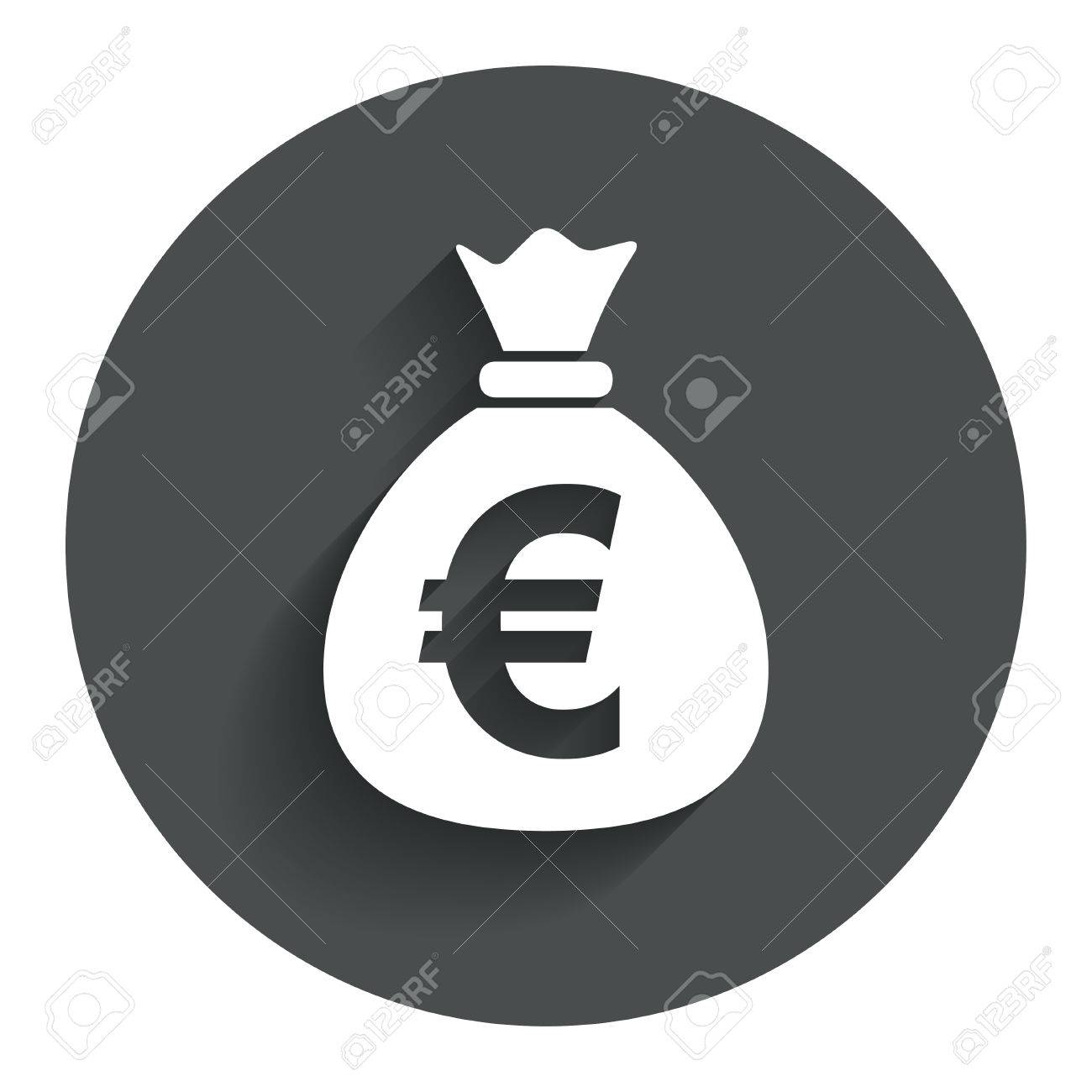 Money Bag Sign Icon. Euro EUR Currency Symbol. Circle Flat Button With  Shadow. Modern UI Website Navigation. 免版權照片，圖片，畫像及圖片庫. Image 31710771