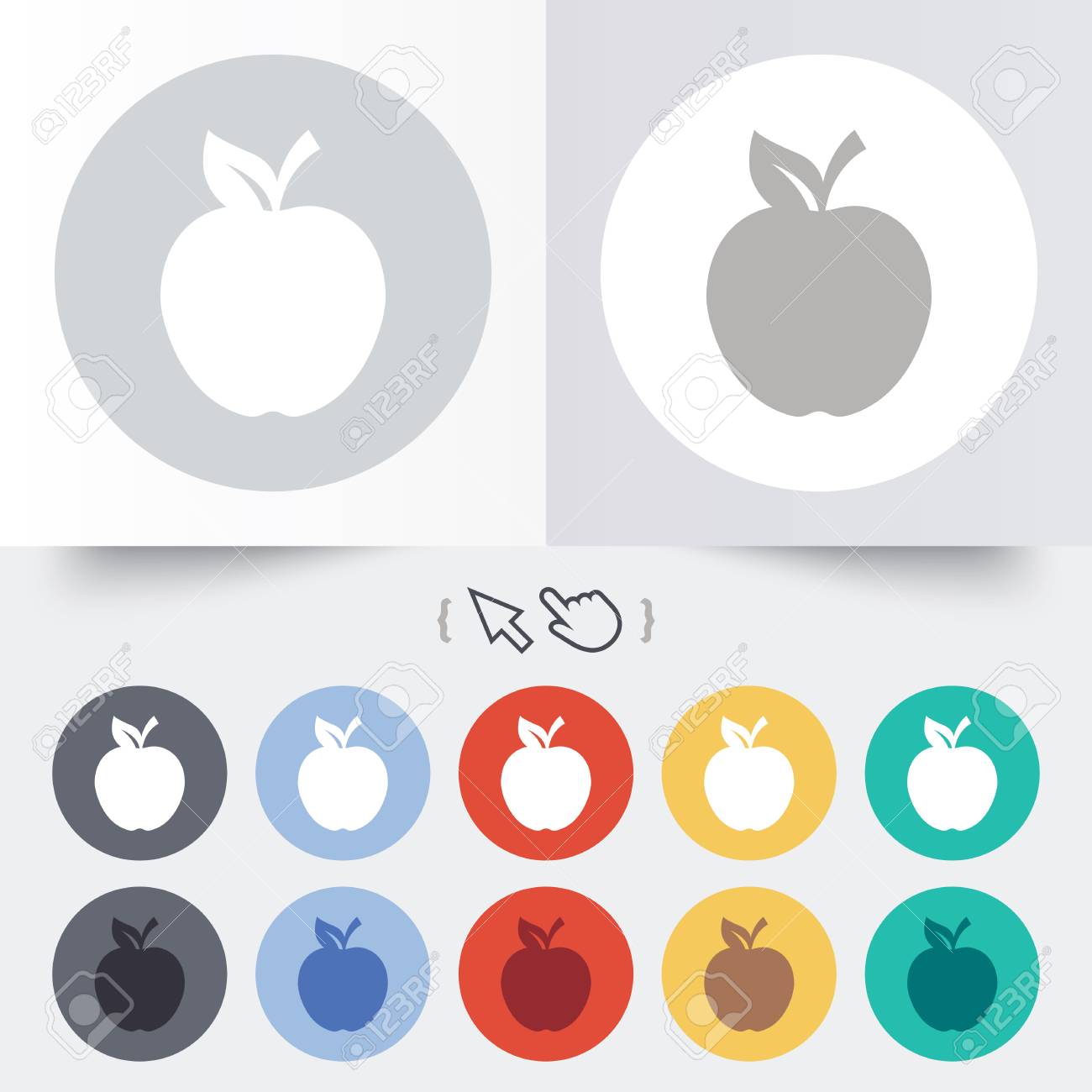 Apple Zeichen Symbol Frucht Mit Blattsymbol Runde 12 Kreistasten Schatten Handcursorzeiger Lizenzfreie Fotos Bilder Und Stock Fotografie Image 32202178