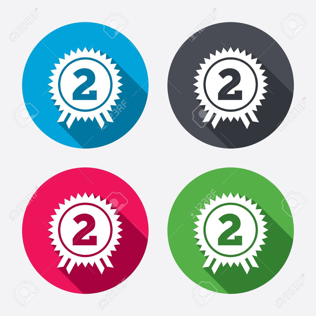 Second Place Award Sign Icon Prize For Winner Symbol Circle Buttons With Long Shadow 4 Icons Set Vector Royalty Free Cliparts Vectors And Stock Illustration Image