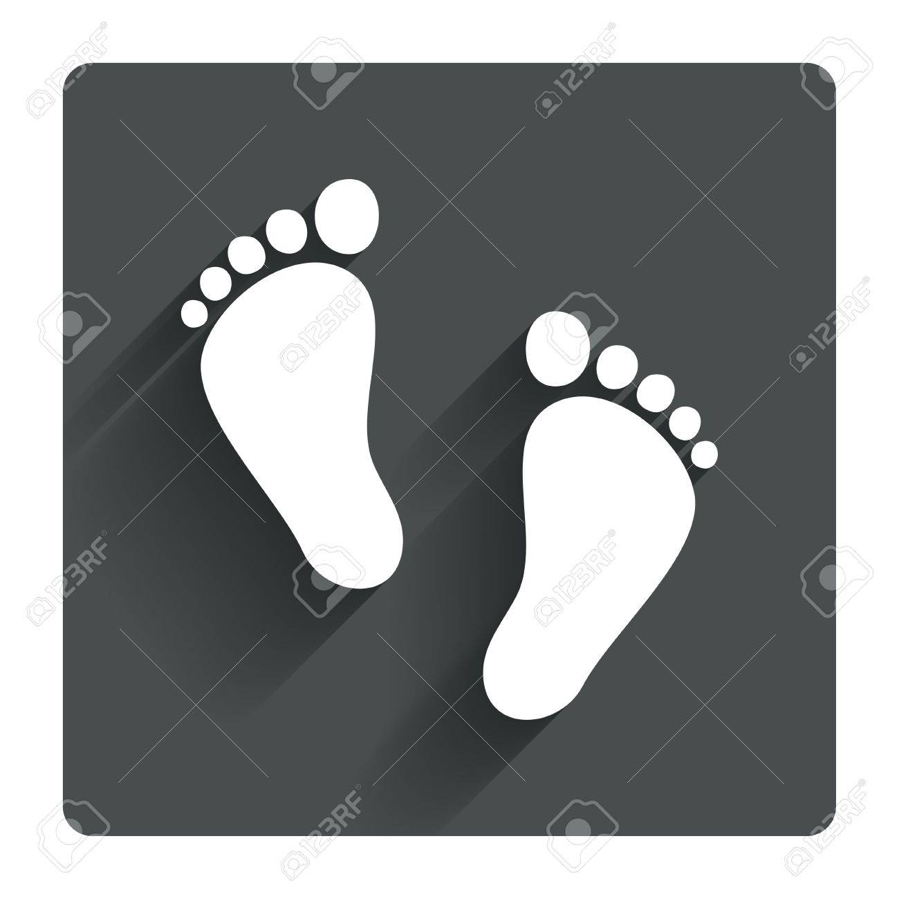 Paire De Signe De L Empreinte Icone Enfant Toddler Symbole Pieds Nus Premiers Pas De Bebe Bouton Carre Plat Gris Avec Des Ombres Moderne Site Ui Navigation Vecteur Clip Art Libres De Droits