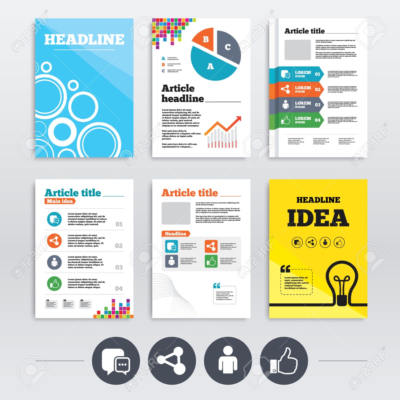 brochure design and a4 flyers social media icons chat speech flyers with social media